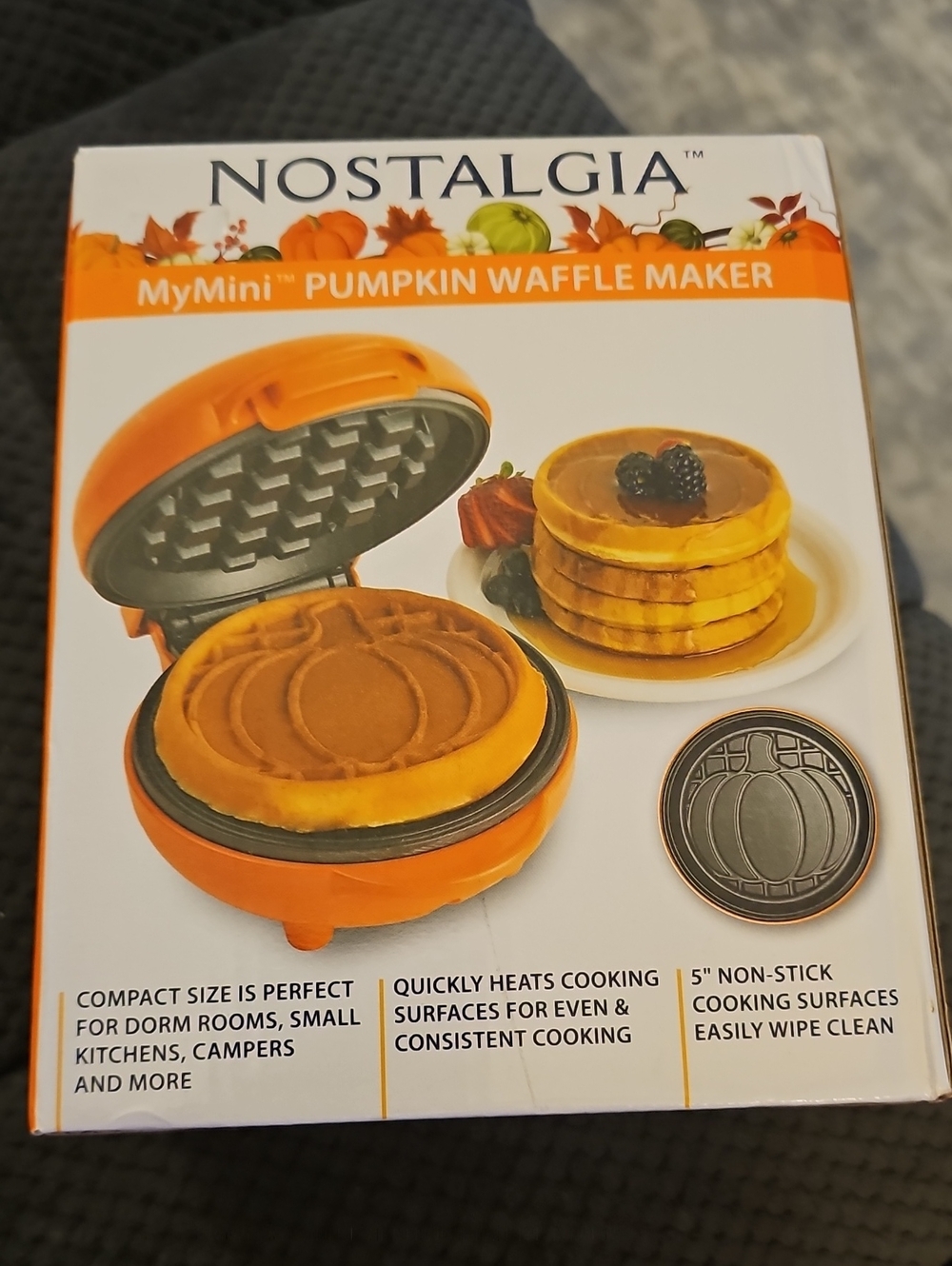 Nostalgia Orange Pumpkin Mini Waffle Maker